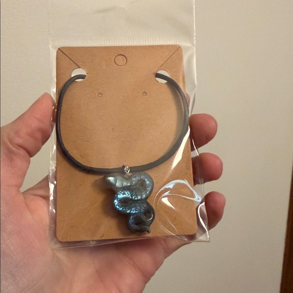 Laborite snake necklace handmade leather cord - Picture 2 of 8